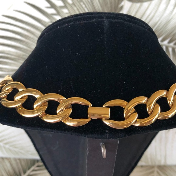 Vintage Napier Collar Necklace Gold Tone Chain Large Dramatic 1980s Signed Chunk - Picture 4 of 6
